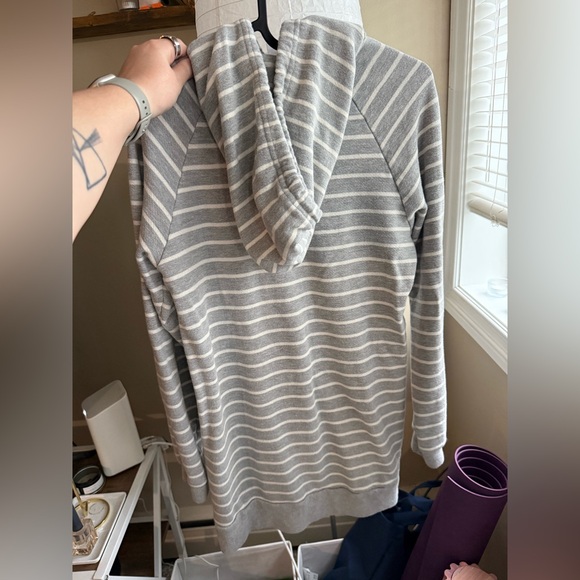 American Apparel Striped Long Hoodie Sz S - Picture 6 of 6